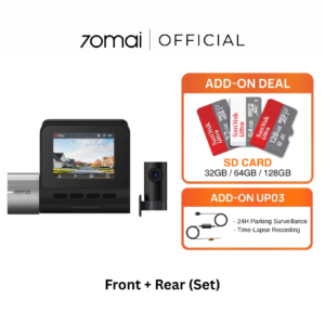 70mai A500s Dash Cam 2.7K HDR | Built‑in GPS & ADAS | Night Vision | Dual‑Channel Front + Rear Camera